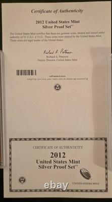 US Mint 2012 14 Coin Silver Proof Coin Set 1.33 Oz Total Silver! Great Condition