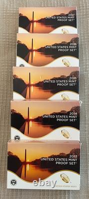 US Mint Clad Proof Sets Mixed Years Lot 2013, 2014, 2015, 2016, 2017 OGP withCOAs
