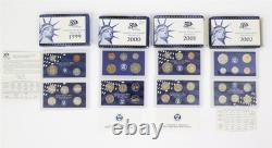 US Mint Proof Sets Annual Boxes COA 1999, 2000, 01, 02, 04, 05, 08, 09