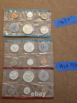 US Mint Sets 90% Silver Original Packaging 1962P, 1963P, 1963 P/D, and 1964 P/D