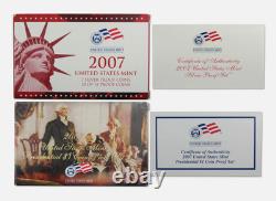 US Mint Silver Coin Proof Set 2007 S With Box and COA OGP Estate Lot