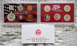 US Mint Silver Proof Sets 2000 2003 2004 COA Lot Of 3