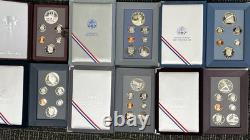 US PRESTIGE PROOF LOT, 6 SETS 1984, 86, 87, 90, 91, 92 ORIGINAL Boxes COA's