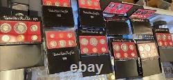 US Proof Mints Sets 1973-1982 P 10 Proof SETS TOTAL With Envelope Some Toning