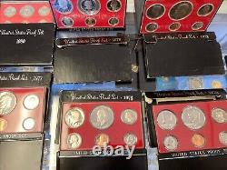 US Proof Mints Sets 1973-1982 P 10 Proof SETS TOTAL With Envelope Some Toning