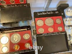US Proof Mints Sets 1973-1982 P 10 Proof SETS TOTAL With Envelope Some Toning