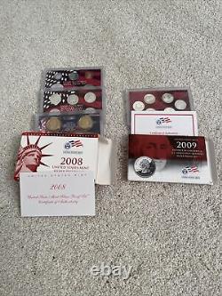 US State Quarters, Silver Proof, Complete Full Set 1999-2008, 2009, COA, Box