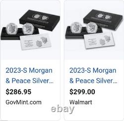 US mint 2023 Morgan & Peace dollar silver Proof Set- Very Nice Uncirculated