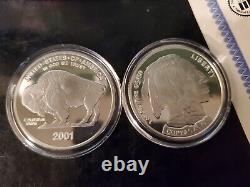 U. S. 2001 Silver Buffalo Dollar Proof Set. 999 Silver Coin