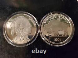 U. S. 2001 Silver Buffalo Dollar Proof Set. 999 Silver Coin