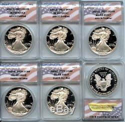 U. S. American Silver Eagle Proof 70 DEEP CAMEO ANACS Complete Set 1986 2018