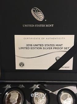 U. S. Mint, 2016 Silver Limited Edition Proof Set, Original Case, Box, & Coa, Wow