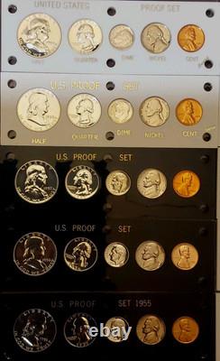 U. S Mint Proof Sets Lot Of 12 1955,56,57,58,59,60,62,63,64,65,81 Ty2, 79SD, 70SD