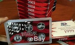 U. S. Mint SILVER Proof Sets 1999-2008 10 Complete Sets