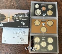 U. S. Mint Silver Proof Coin Sets 1998 Through 2017 &'92,'93,'95,'96 OGP COA