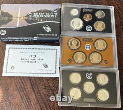 U. S. Mint Silver Proof Coin Sets 1998 Through 2017 &'92,'93,'95,'96 OGP COA
