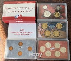 U. S. Mint Silver Proof Coin Sets 1998 Through 2017 &'92,'93,'95,'96 OGP COA