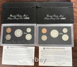 U. S. Mint Silver Proof Coin Sets 1998 Through 2017 &'92,'93,'95,'96 OGP COA
