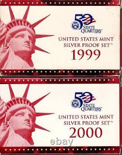 U. S. Mint Silver Proof Sets 1999-2000 Unopened