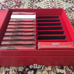 U. S. Silver Proof Sets 1999-2009 in COLLECTORS PROOF STORAGE BOX