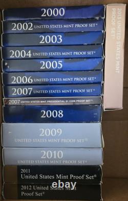 United States Mint Proof Set(s) 2000-2013 + 2007 Presidental S1 Set
