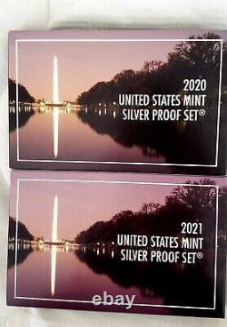 United States Mint Sets 2020 & 2021 Silver Proof Sets US Mint Box & COA Errors