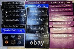 United States Proof Sets 1971-1992 LOT OF 22 UNC OGP COA Eisenhower, SBA