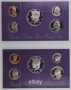 United States Proof Sets 1971-1992 LOT OF 22 UNC OGP COA Eisenhower, SBA