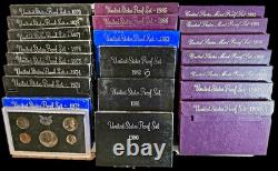 United States Proof Sets 1971-1992 LOT OF 22 UNC OGP COA VF+ Eisenhower, SBA