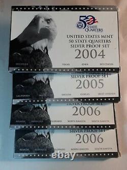 United States Silver PROOF SET LOT BU QUARTERS 2004,2005, 2 x 2006