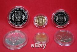 Us Mint 1994 World Cup USA Gold & Silver Proof Commemorative 6 Coin Set Coa