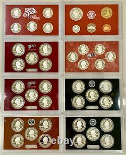 Us Mint 50 State Quarters Silver Proof Sets'07,'09,'10,'11,'12,'13 + Bonus Set
