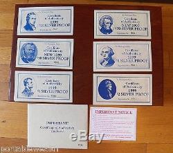 Washington Mint Silver Bar Proofs Currency. 999 $1, $2, $5, $10, $50, $100. 28 oz set