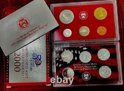 Year 2000 US Mint SILVER PROOF SET with Box and COA (Set of 10 Coins)